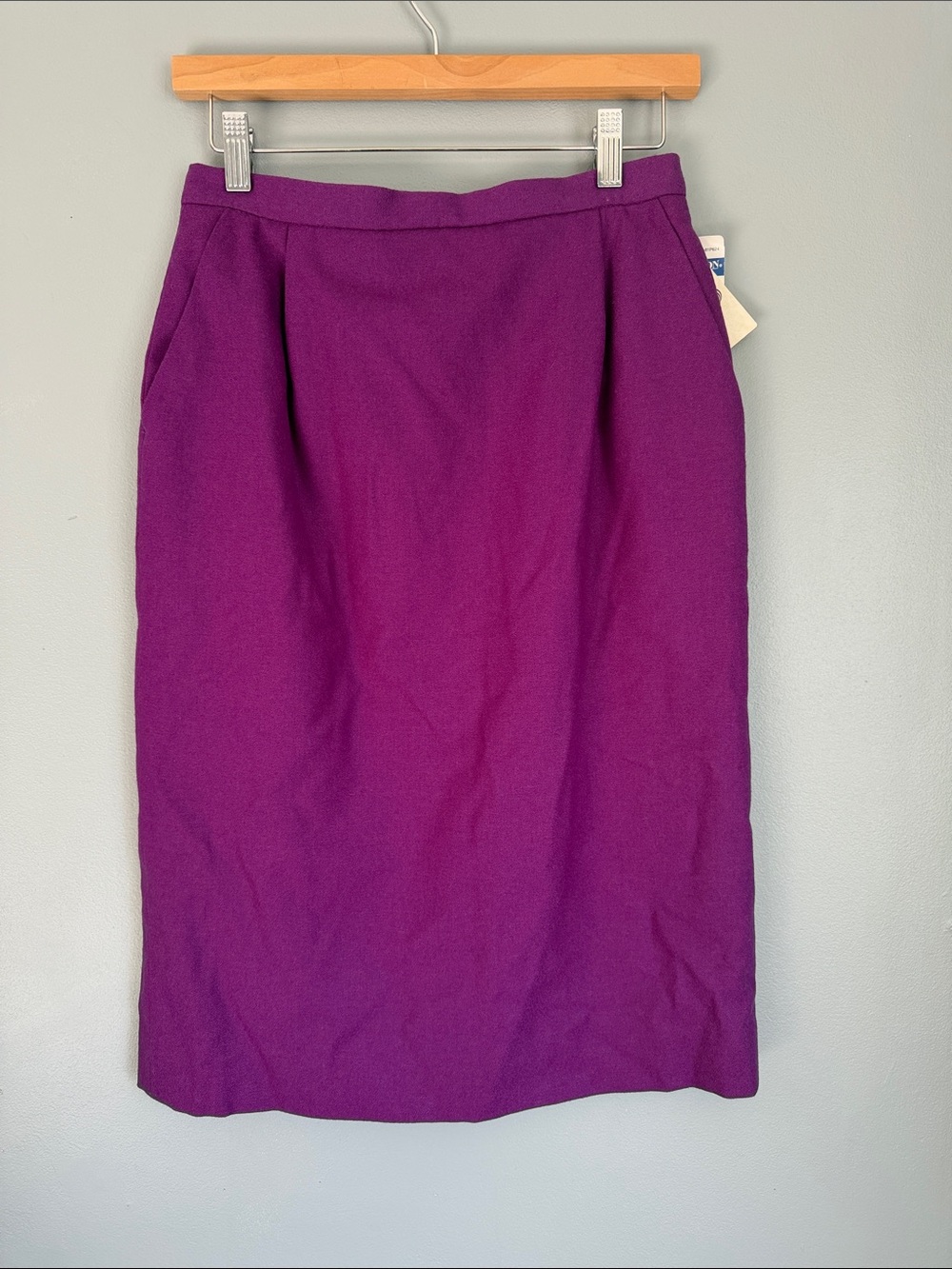 VTG Pendleton Purple Virgin Wool Pencil Skirt Midi High Waist Pockets Size 8